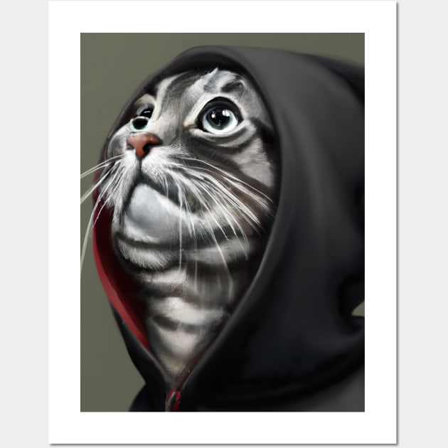 Hoodie Cat Wall Art by maxcode